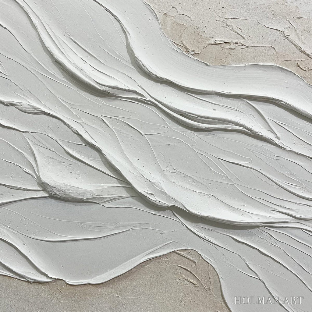 HOLMAN ART White Sands – Textured Abstract Oil Painting in White - image 3