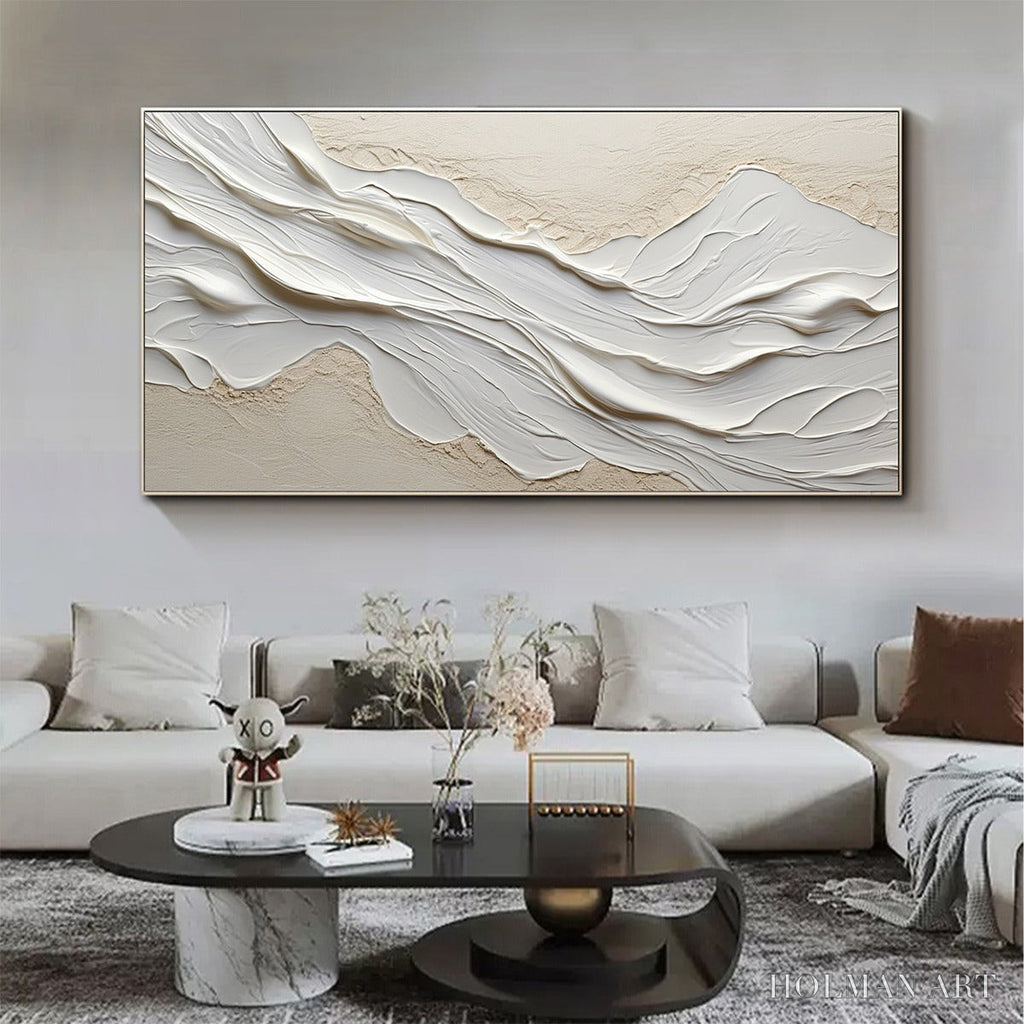 HOLMAN ART White Sands – Textured Abstract Oil Painting in White - image 4