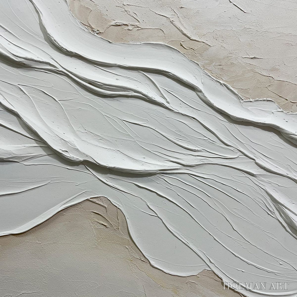 HOLMAN ART White Sands – Textured Abstract Oil Painting in White - image 5