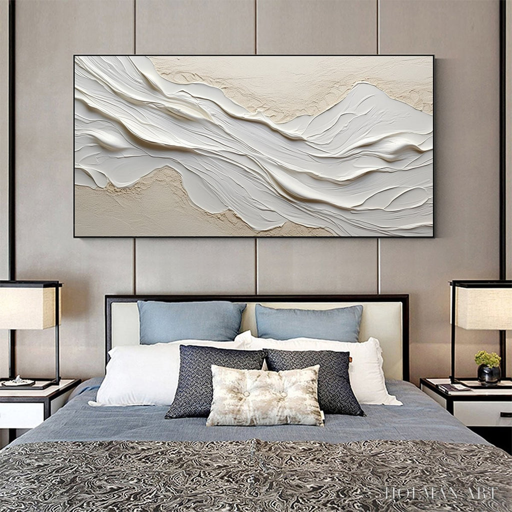 HOLMAN ART White Sands – Textured Abstract Oil Painting in White - image 6