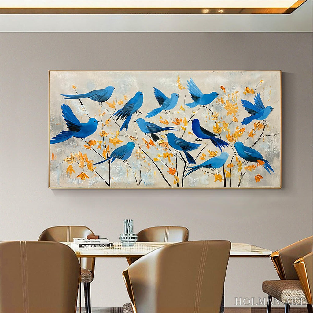 HOLMAN ART Azure Flight – Blue Birds Painting Minimalist Nature - image 2