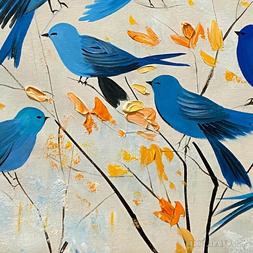 HOLMAN ART Azure Flight – Blue Birds Painting Minimalist Nature - image 3