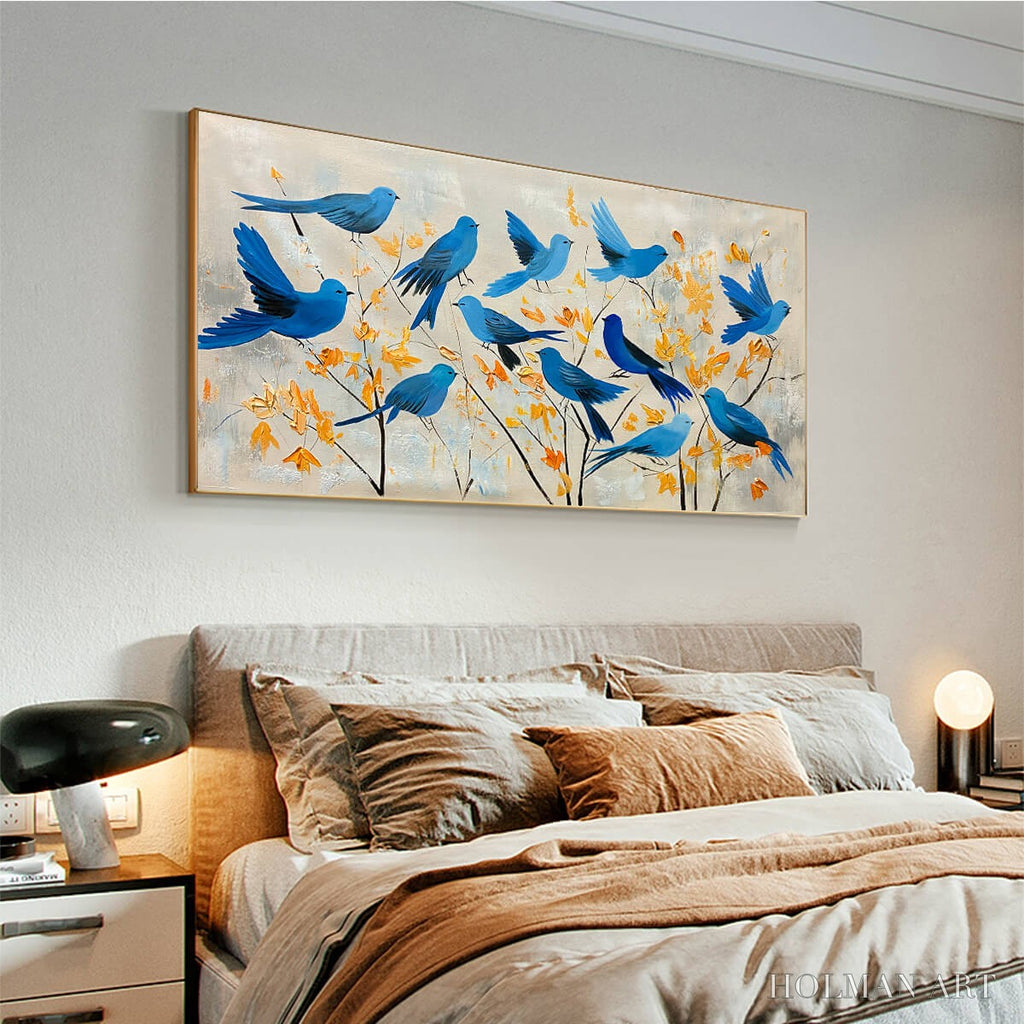 HOLMAN ART Azure Flight – Blue Birds Painting Minimalist Nature - image 4