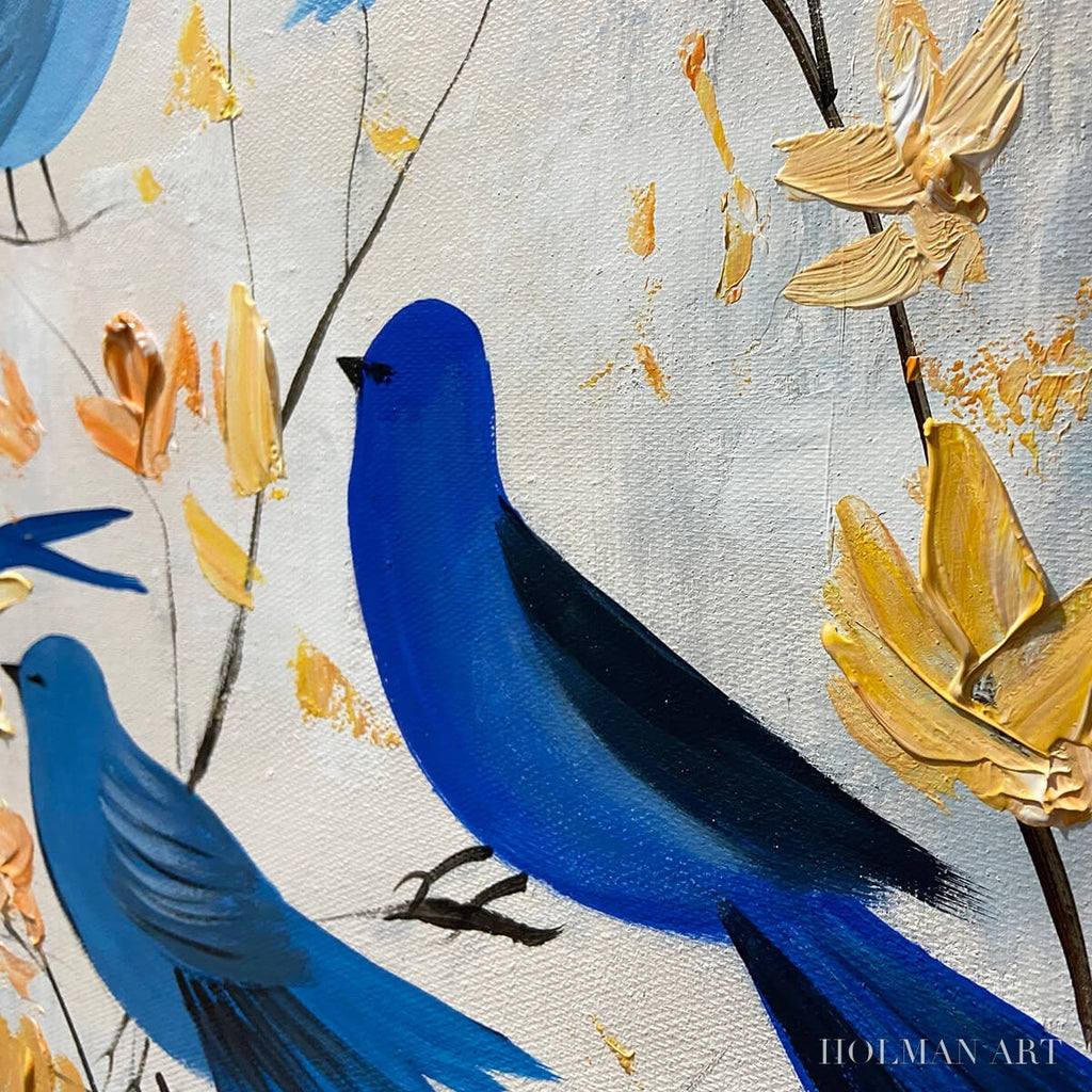 HOLMAN ART Azure Flight – Blue Birds Painting Minimalist Nature - image 5