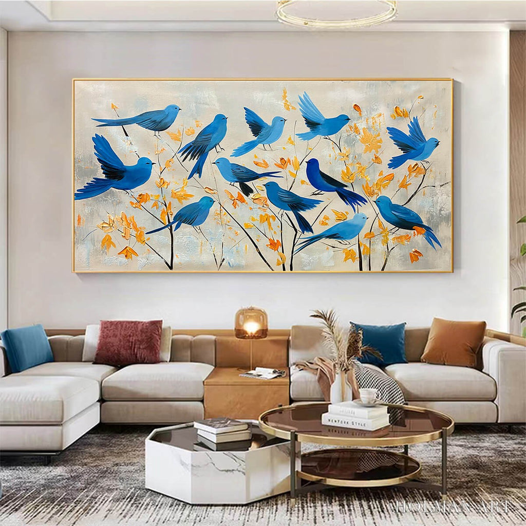 HOLMAN ART Azure Flight – Blue Birds Painting Minimalist Nature - image 6