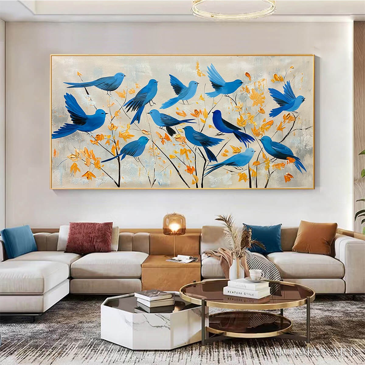HOLMAN ART Azure Flight – Blue Birds Painting Minimalist Nature - image 6