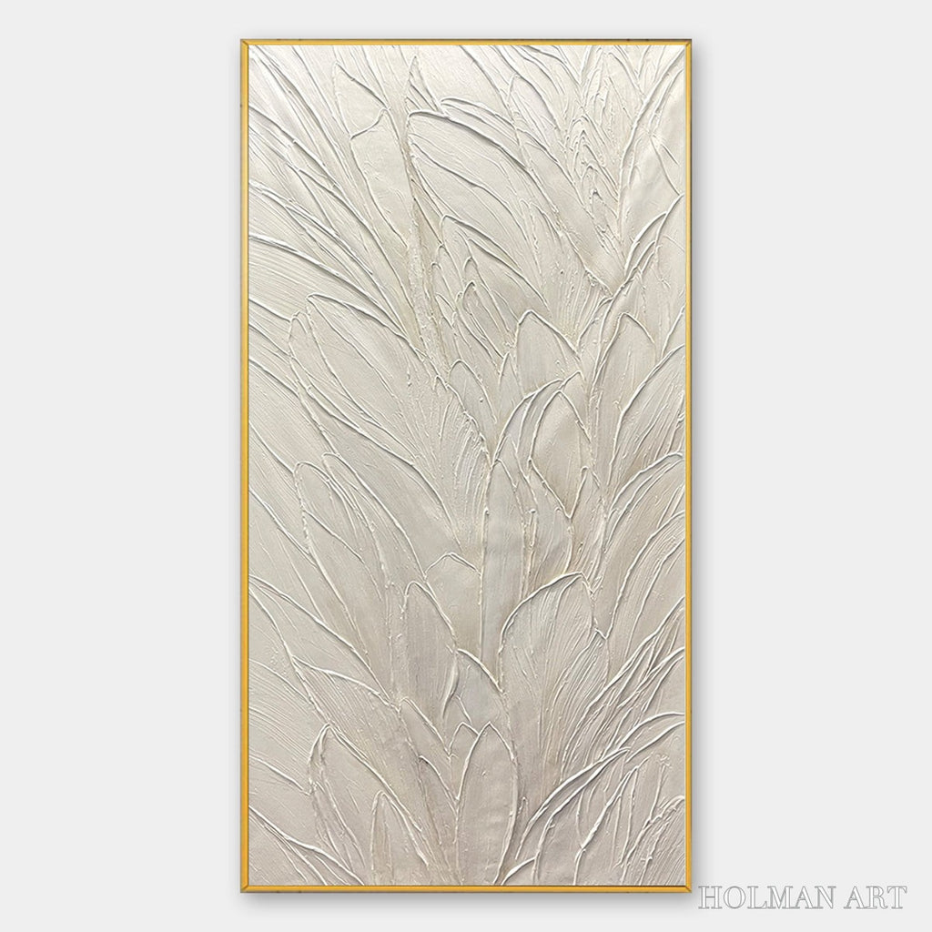 HOLMAN ART Whispered Winds – Textured Minimalist Oil Painting in Off-White - image 1
