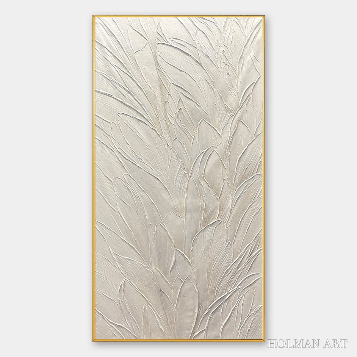 HOLMAN ART Whispered Winds – Textured Minimalist Oil Painting in Off-White - image 1