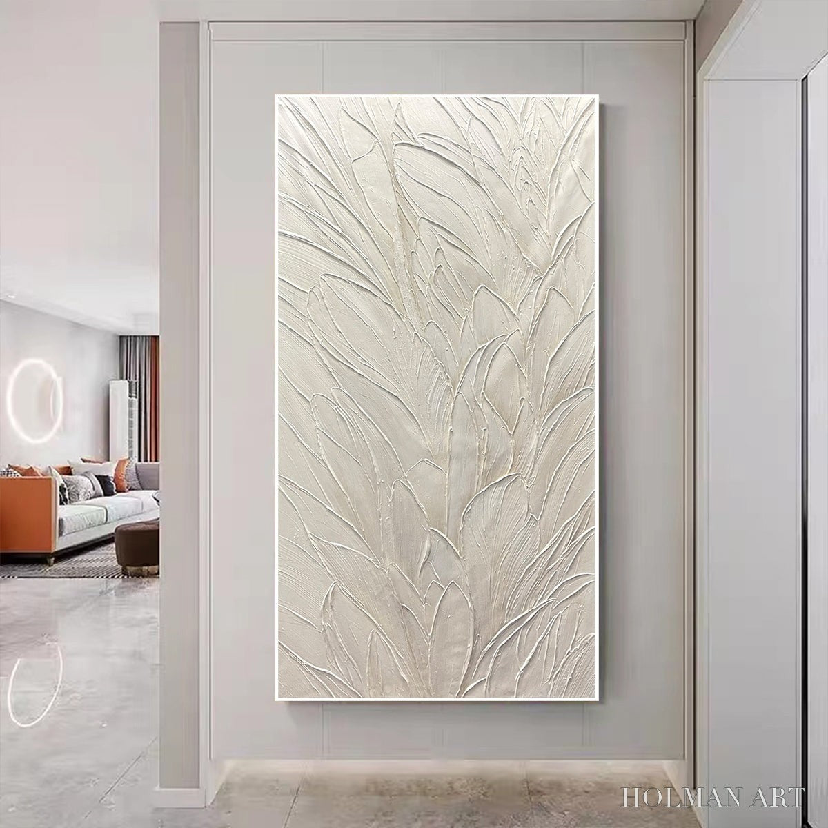 HOLMAN ART Whispered Winds – Textured Minimalist Oil Painting in Off-White - image 2