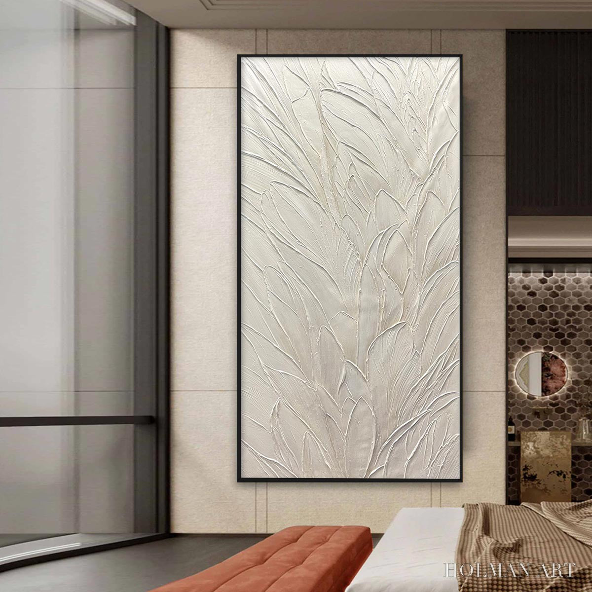 HOLMAN ART Whispered Winds – Textured Minimalist Oil Painting in Off-White - image 6
