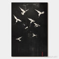 HOLMAN ART Flight of Dreams – Minimalist Birds on Black Oil Painting - image 1
