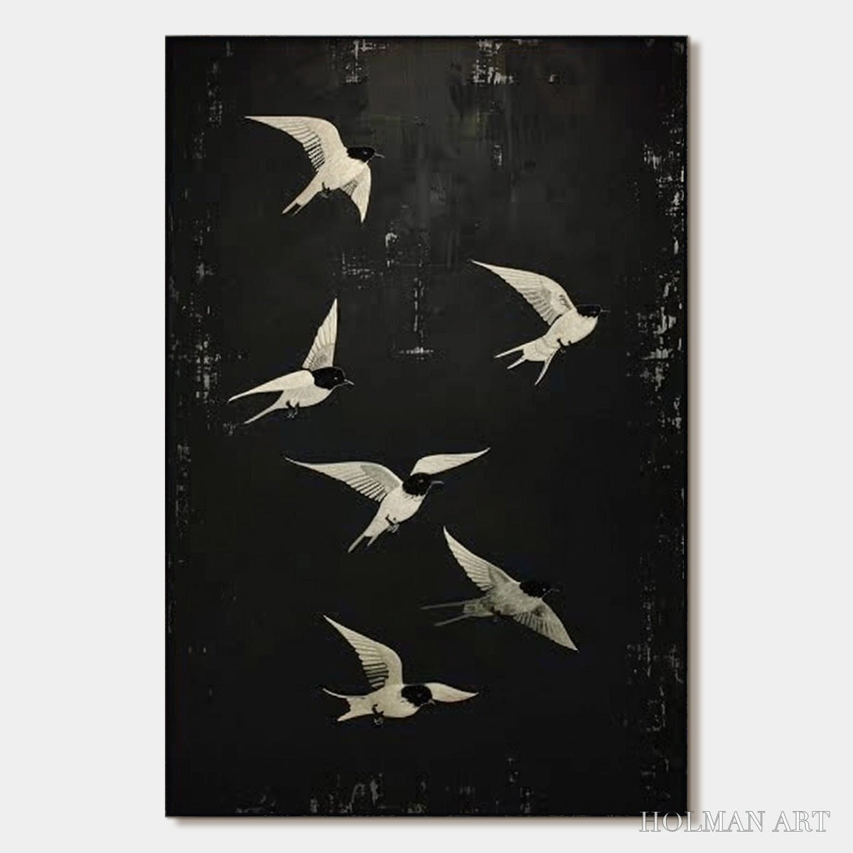 HOLMAN ART Flight – Minimalist Birds in Flight Oil Painting - image 1