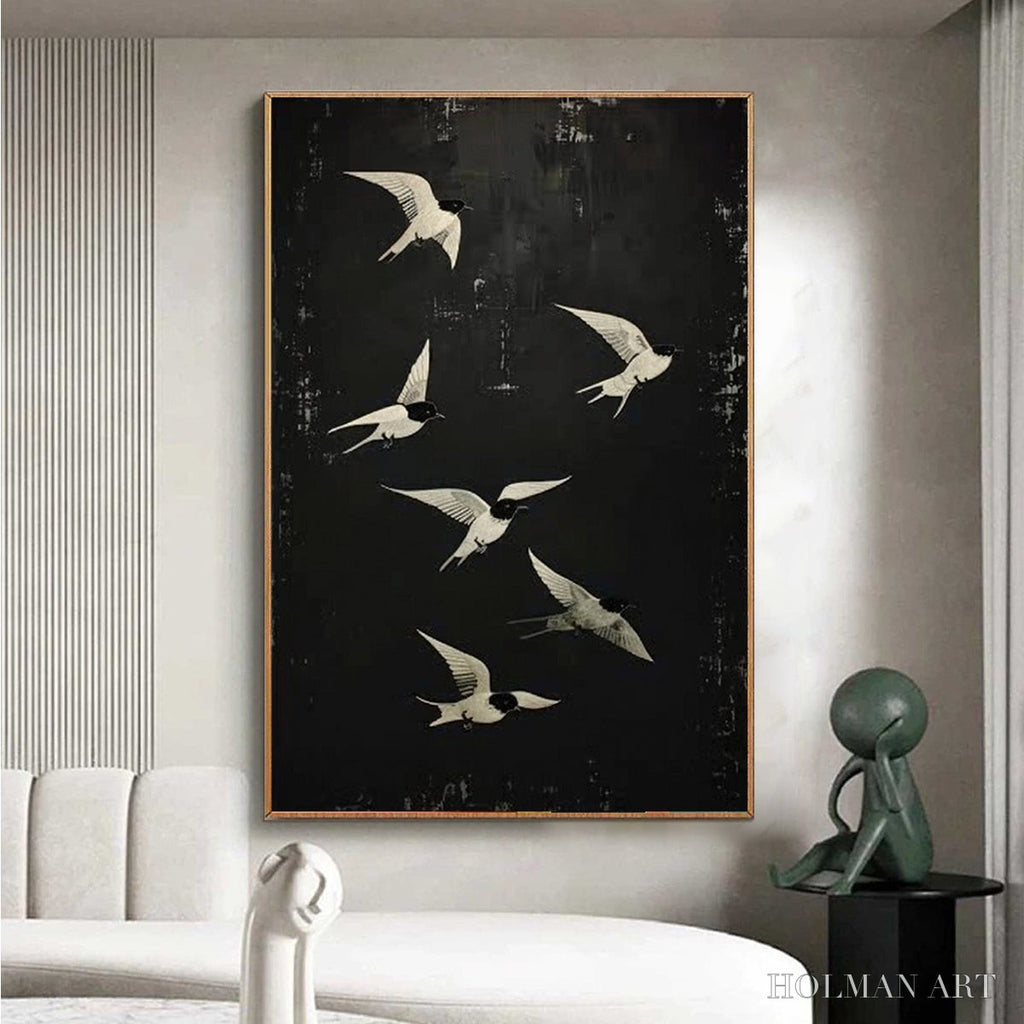 HOLMAN ART Flight – Minimalist Birds in Flight Oil Painting - image 2