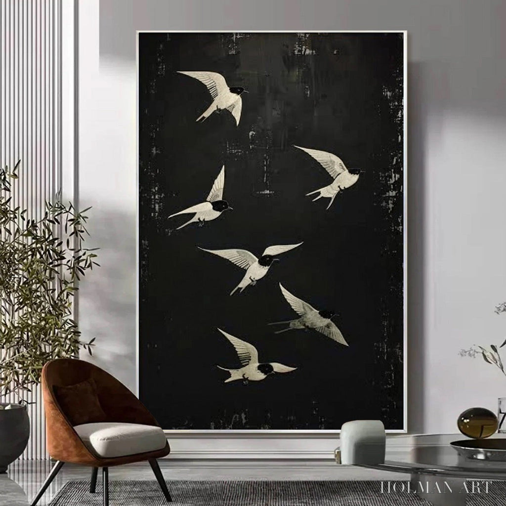 HOLMAN ART Flight – Minimalist Birds in Flight Oil Painting - image 6