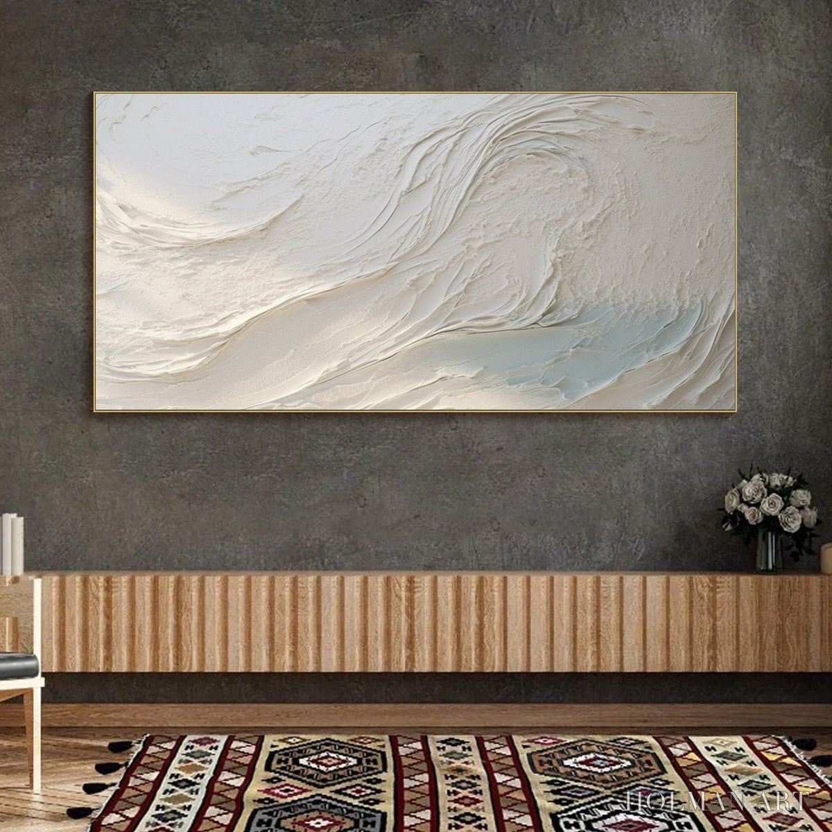 HOLMAN ART Whispers of White – Textured Minimalist Oil Painting - image 6