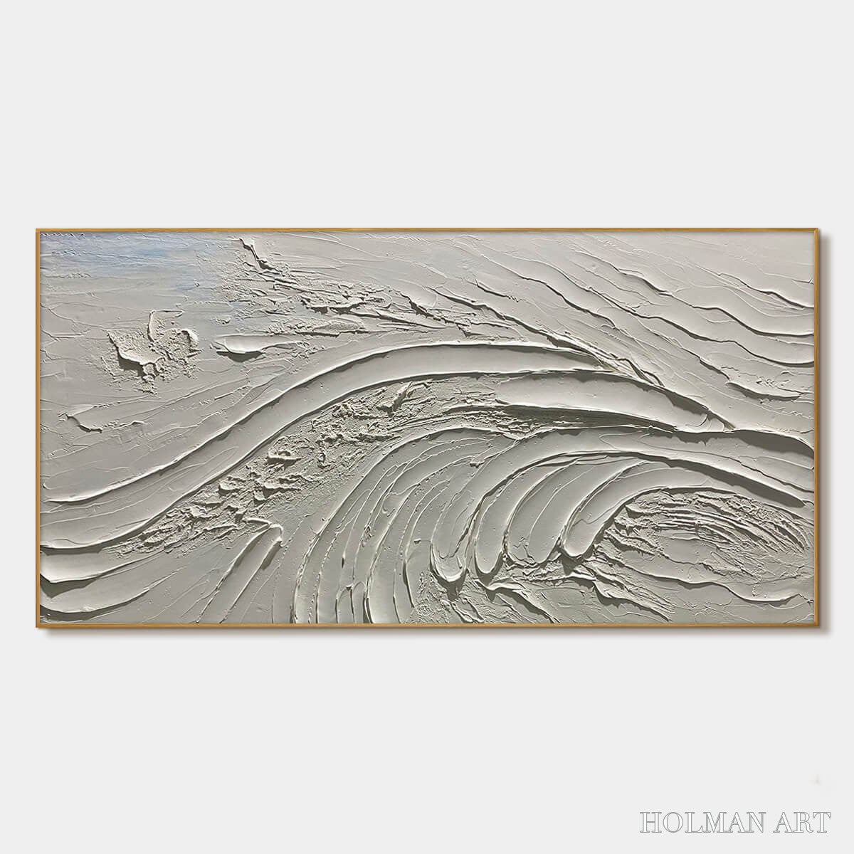 HOLMAN ART Serene Ridges – Textured Minimalist White Oil Painting - image 1