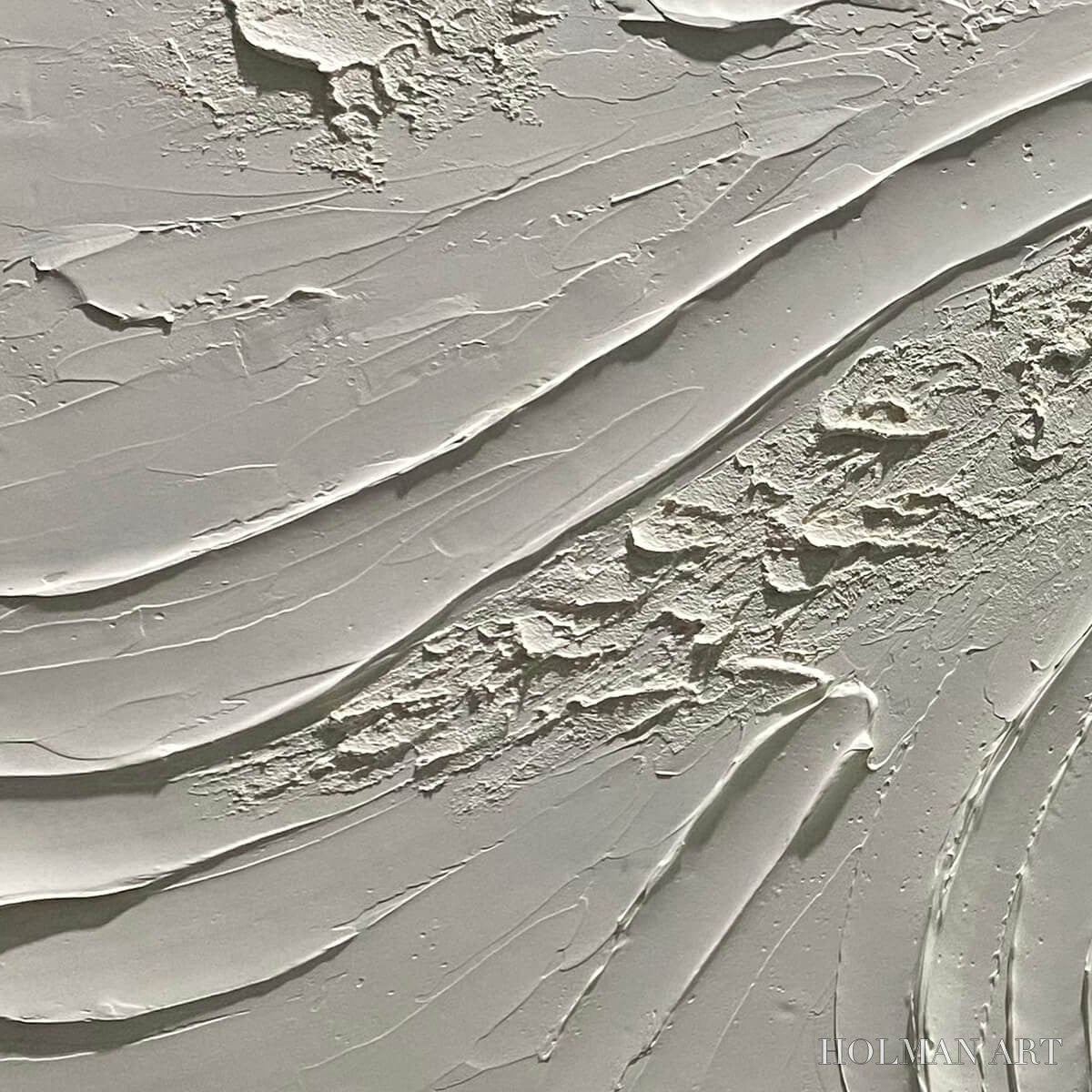 HOLMAN ART Serene Ridges – Textured Minimalist White Oil Painting - image 3