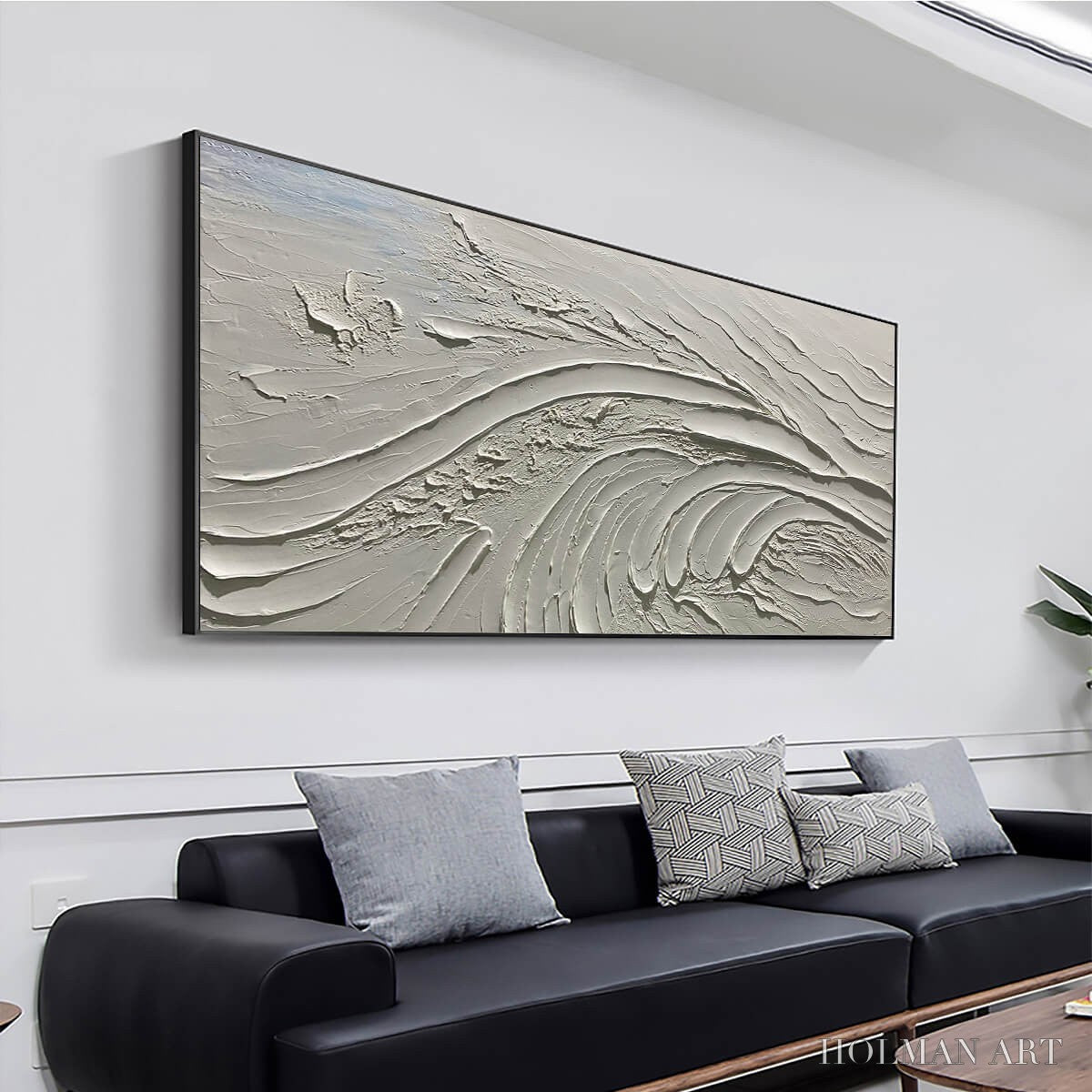 HOLMAN ART Serene Ridges – Textured Minimalist White Oil Painting - image 4