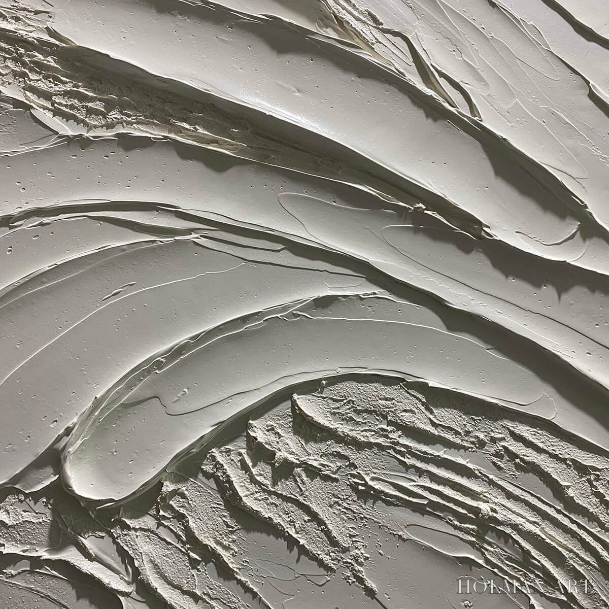 HOLMAN ART Serene Ridges – Textured Minimalist White Oil Painting - image 5