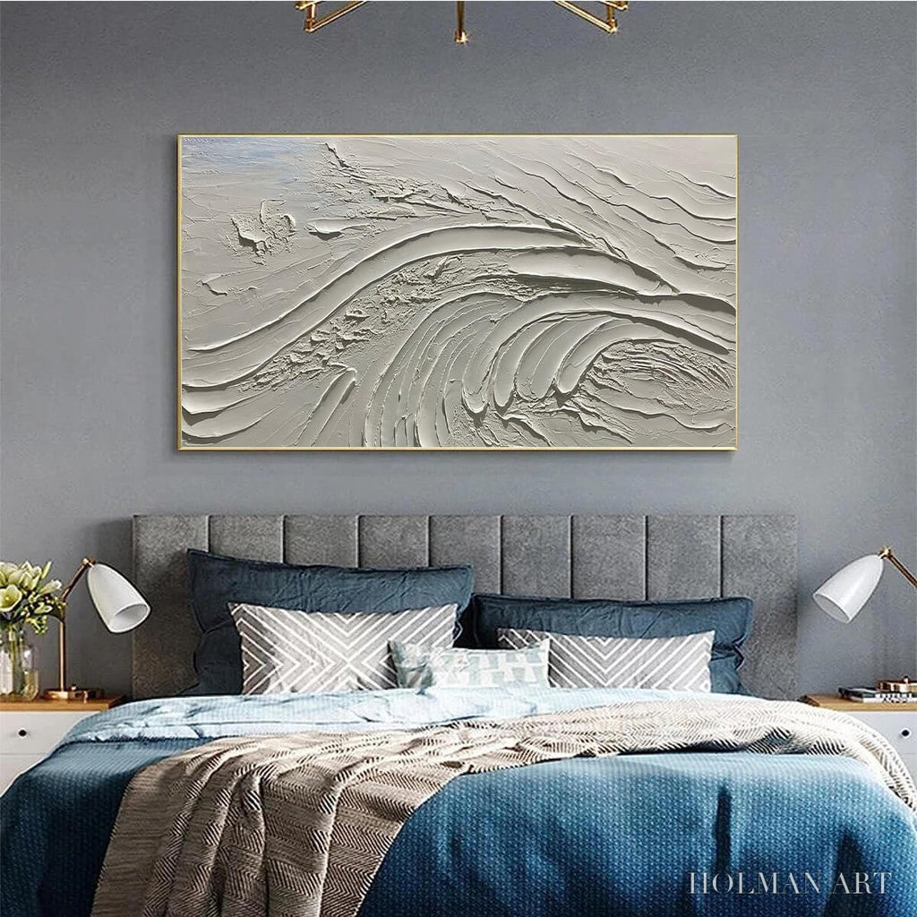 HOLMAN ART Serene Ridges – Textured Minimalist White Oil Painting - image 6