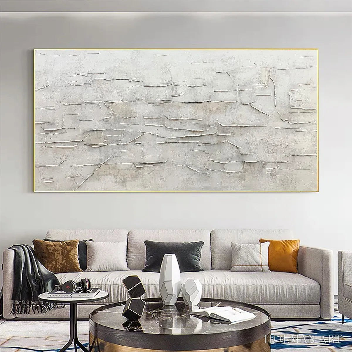 HOLMAN ART White Sands – White Abstract Minimalist Oil Painting on Canvas - image 2
