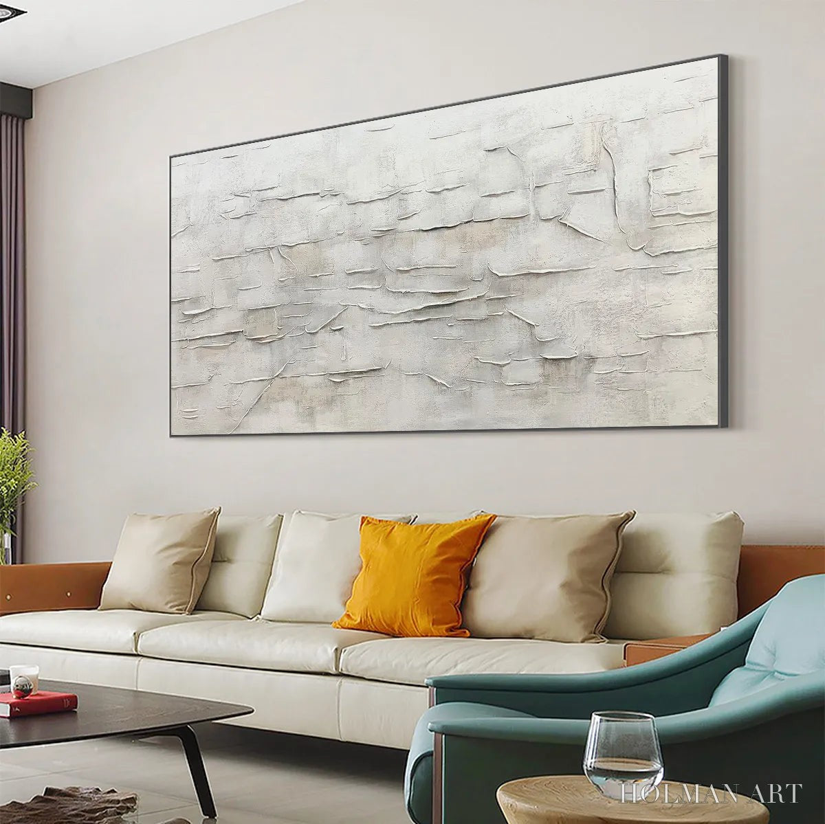 HOLMAN ART White Sands – White Abstract Minimalist Oil Painting on Canvas - image 4