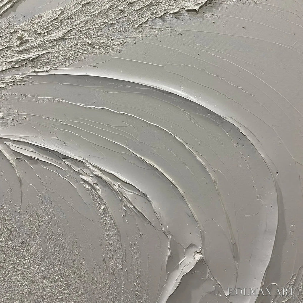 HOLMAN ART Whispering Winds – White Beige Textured Abstract Oil Painting - image 5