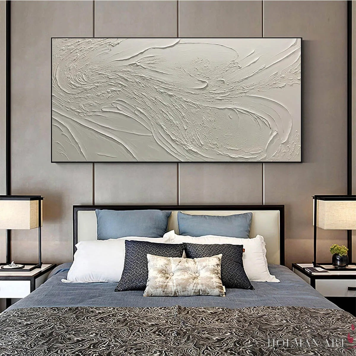 HOLMAN ART Whispering Winds – White Beige Textured Abstract Oil Painting - image 6