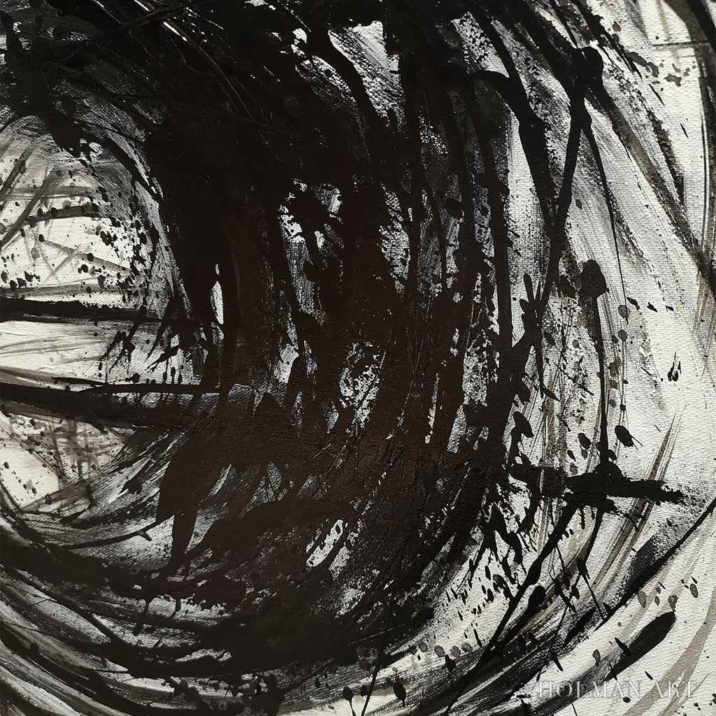 HOLMAN ART Ink Vortex – Minimalist Black and White Abstract Oil Painting - image 5