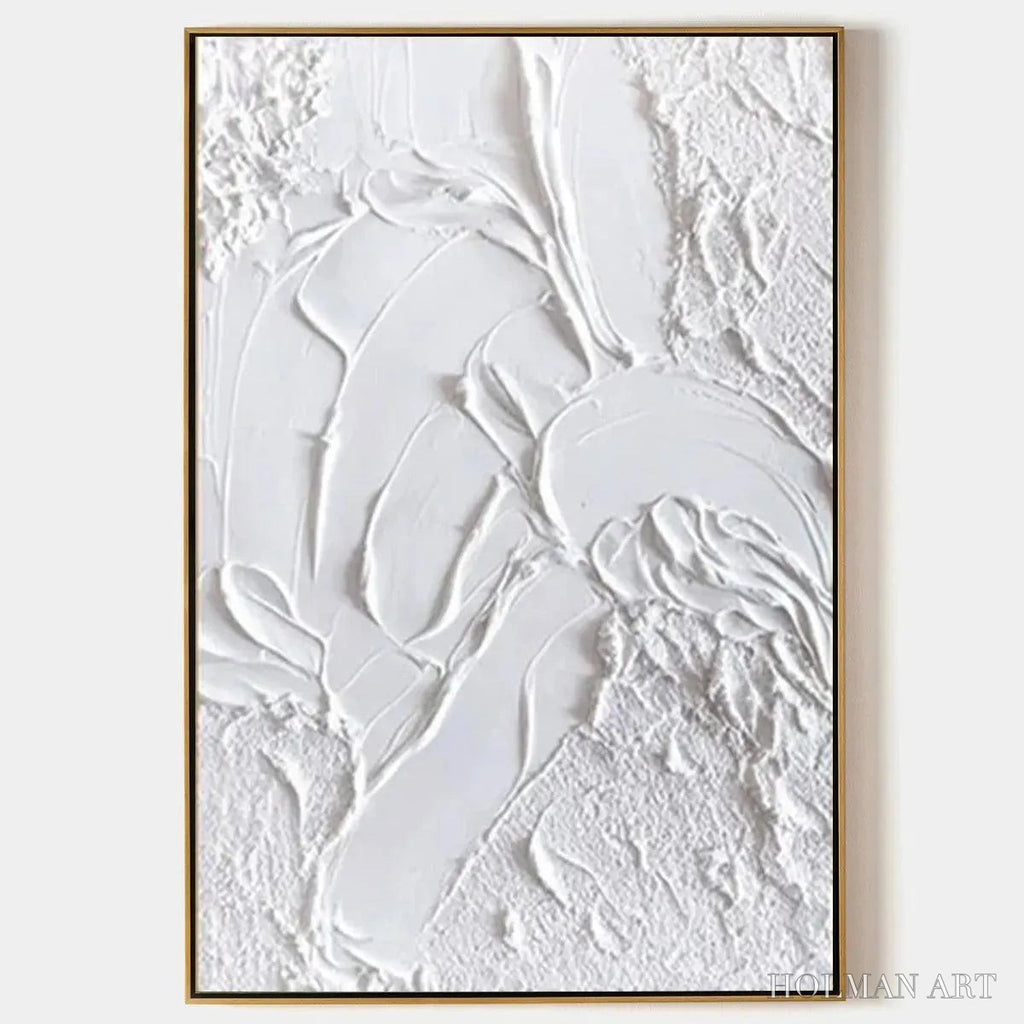 HOLMAN ART White Texture – Textured Abstract Painting, White , Vertical Canvas, Minimalist Decor - image 1