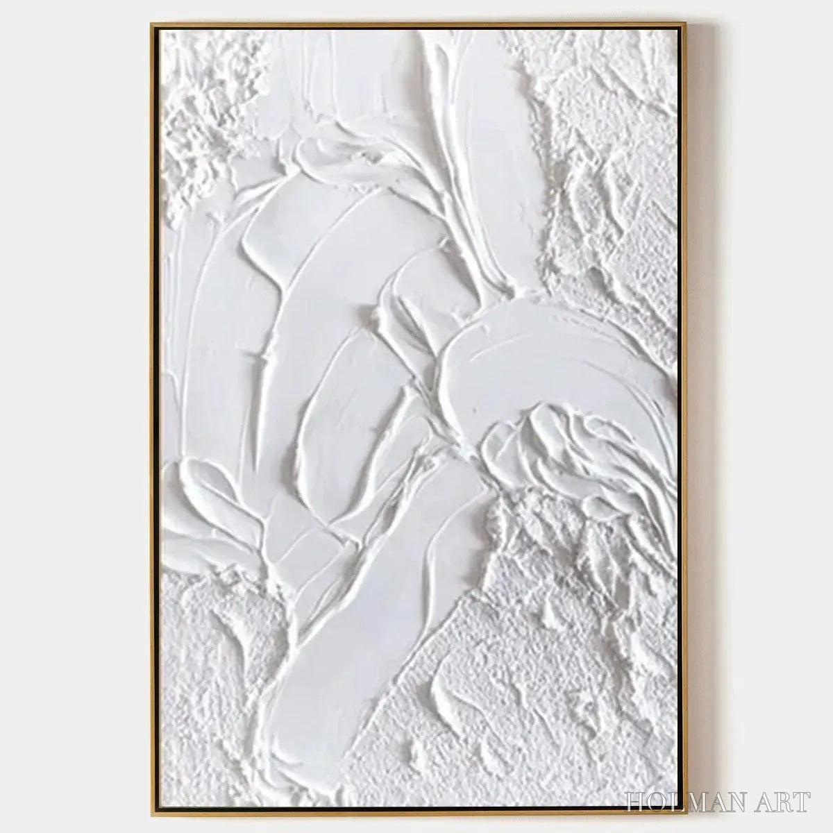 HOLMAN ART White Texture – Textured Abstract Painting, White , Vertical Canvas, Minimalist Decor - image 1