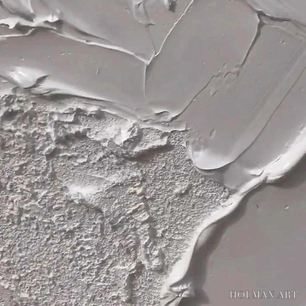 HOLMAN ART White Texture – Textured Abstract Painting, White , Vertical Canvas, Minimalist Decor - image 3