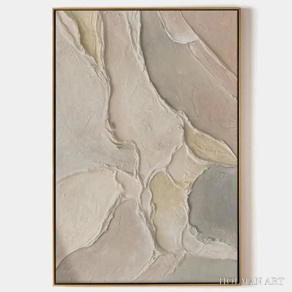 HOLMAN ART Serene Textures – Textured Abstract Painting, Neutral Beige , Vertical Canvas, Minimalist Decor - image 1