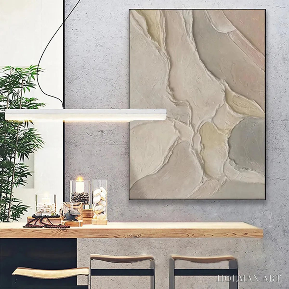 HOLMAN ART Serene Textures – Textured Abstract Painting, Neutral Beige , Vertical Canvas, Minimalist Decor - image 4