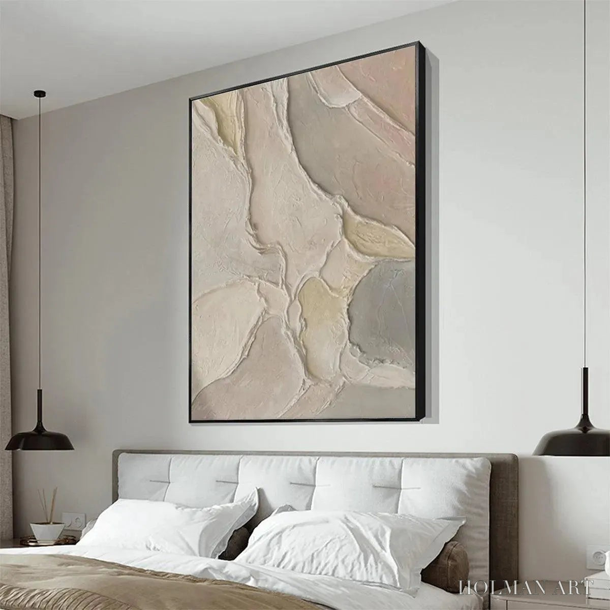 HOLMAN ART Serene Textures – Textured Abstract Painting, Neutral Beige , Vertical Canvas, Minimalist Decor - image 5