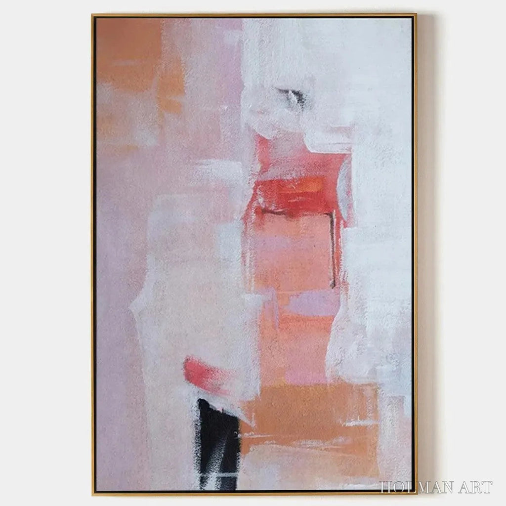 HOLMAN ART Blushing Dawn – Pink Abstract Painting, Textured , Vertical Canvas, Minimalist Decor - image 1
