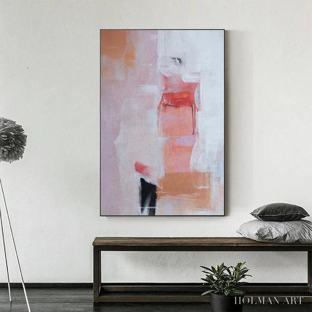 HOLMAN ART Blushing Dawn – Pink Abstract Painting, Textured , Vertical Canvas, Minimalist Decor - image 4