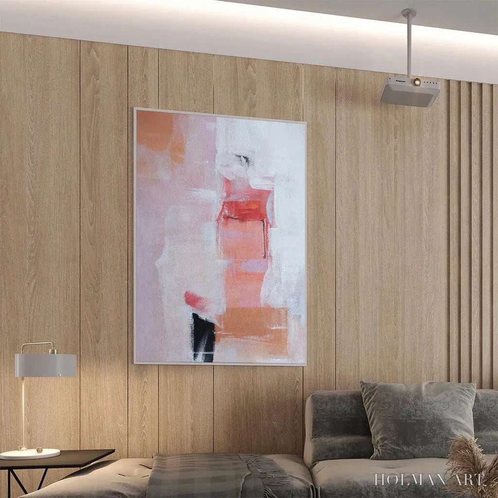 HOLMAN ART Blushing Dawn – Pink Abstract Painting, Textured , Vertical Canvas, Minimalist Decor - image 5