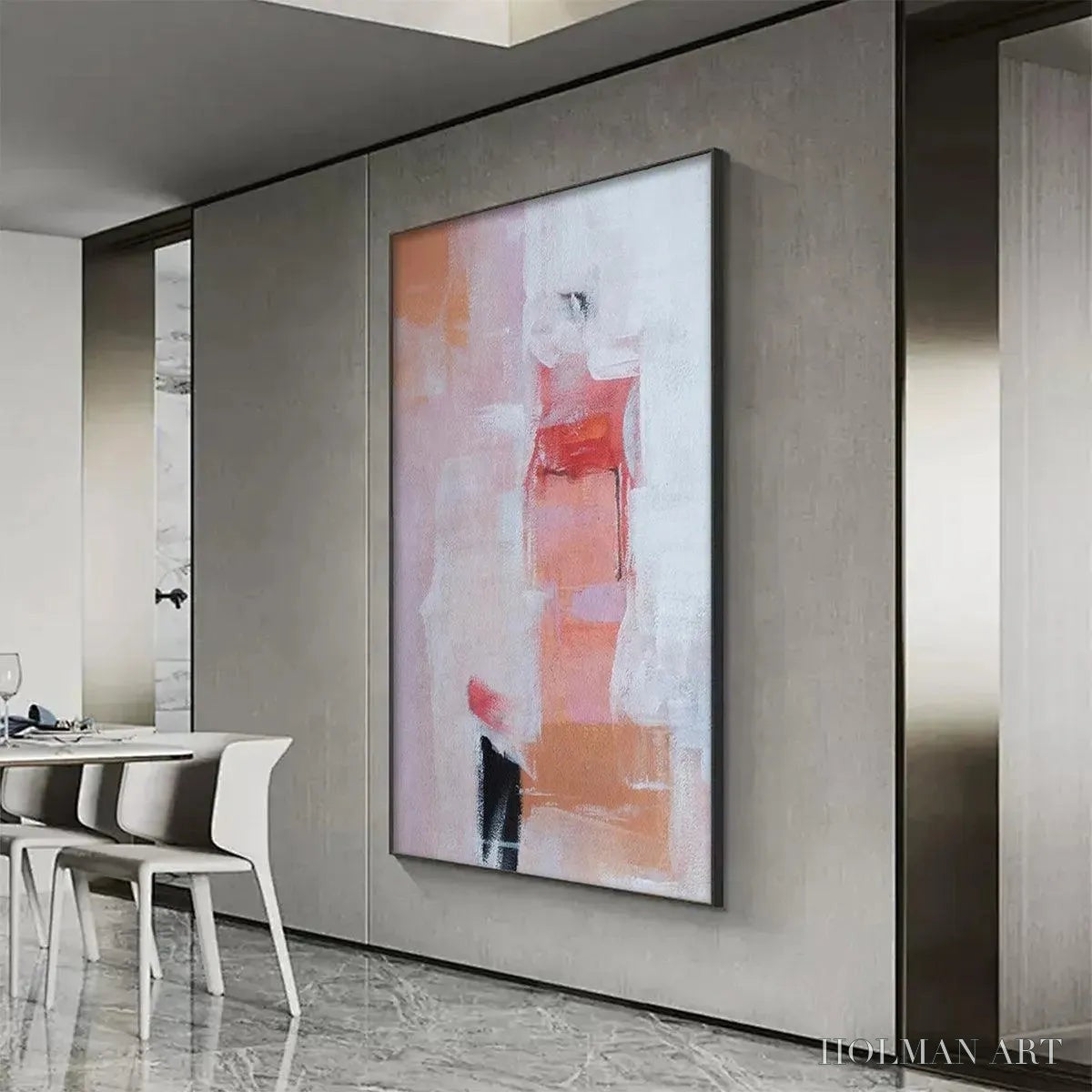 HOLMAN ART Blushing Dawn – Pink Abstract Painting, Textured , Vertical Canvas, Minimalist Decor - image 6
