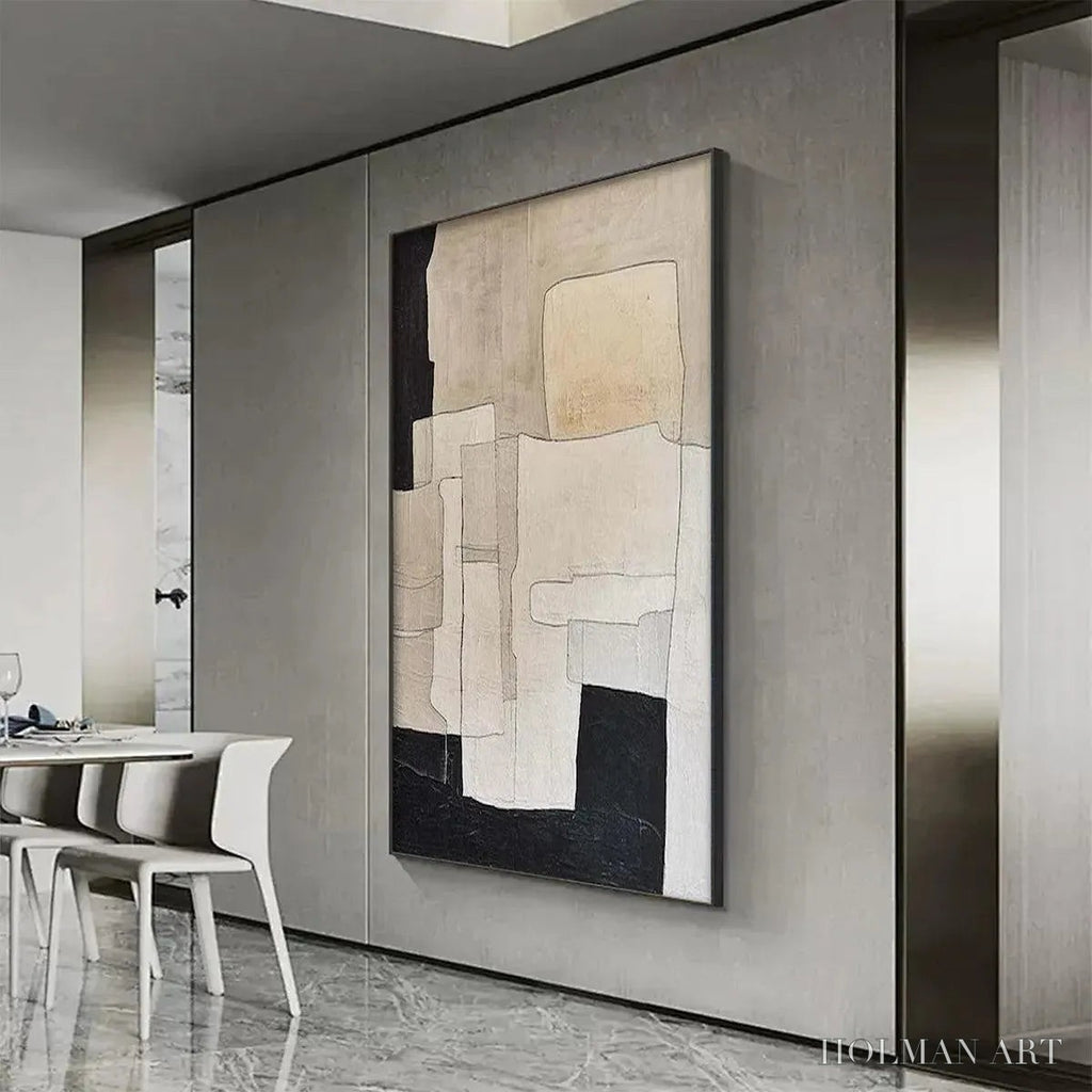 HOLMAN ART Neutral Abstract – Minimalist Abstract Painting in Beige and Black - image 5