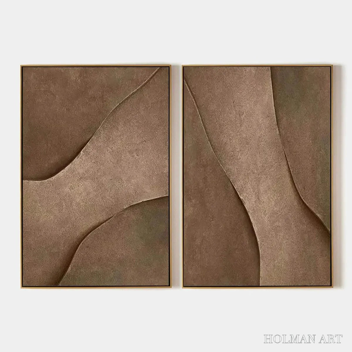 HOLMAN ART Brown Texture Duo – Set of 2 Textured Abstract Paintings in Brown - image 1