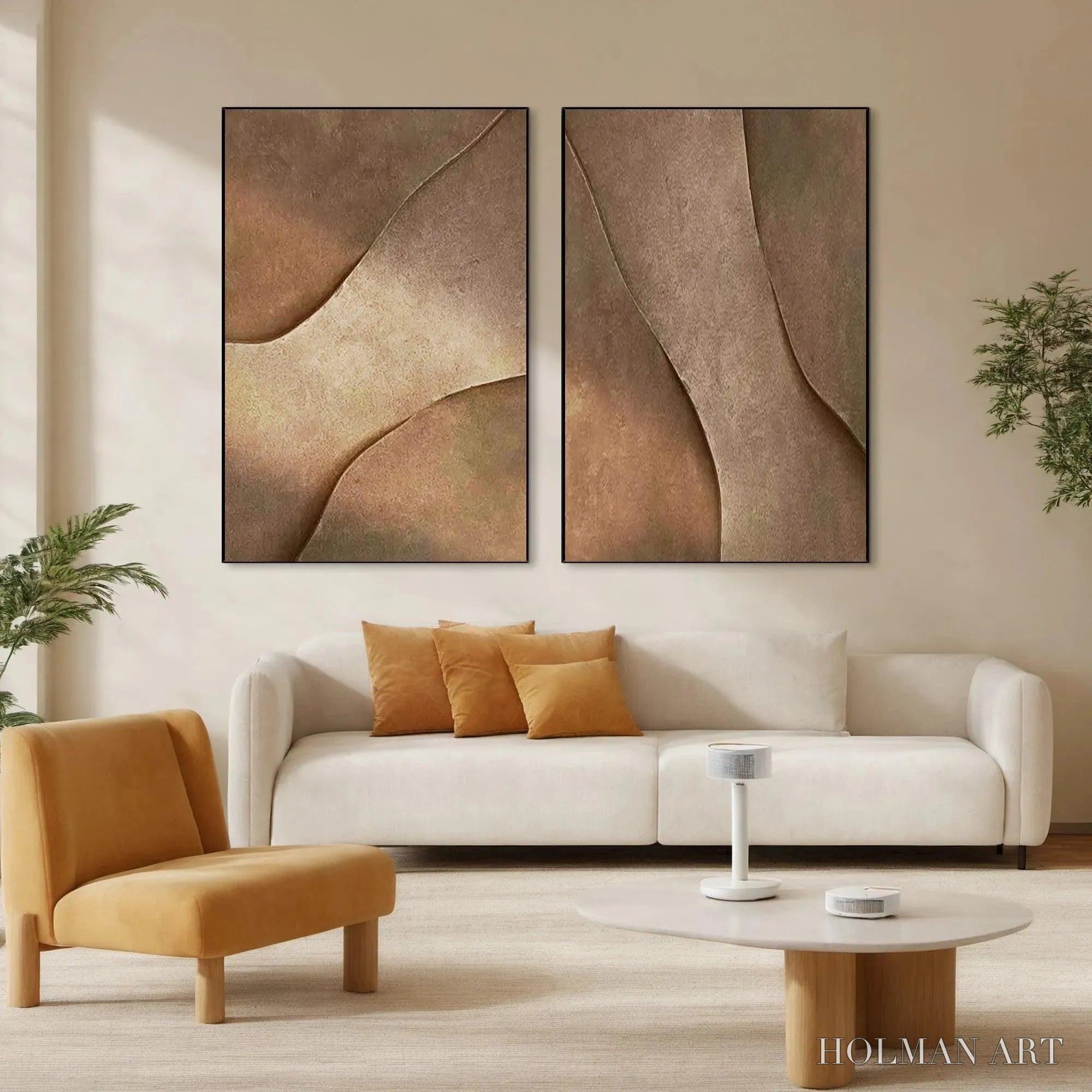 HOLMAN ART Brown Texture Duo – Set of 2 Textured Abstract Paintings in Brown - image 2