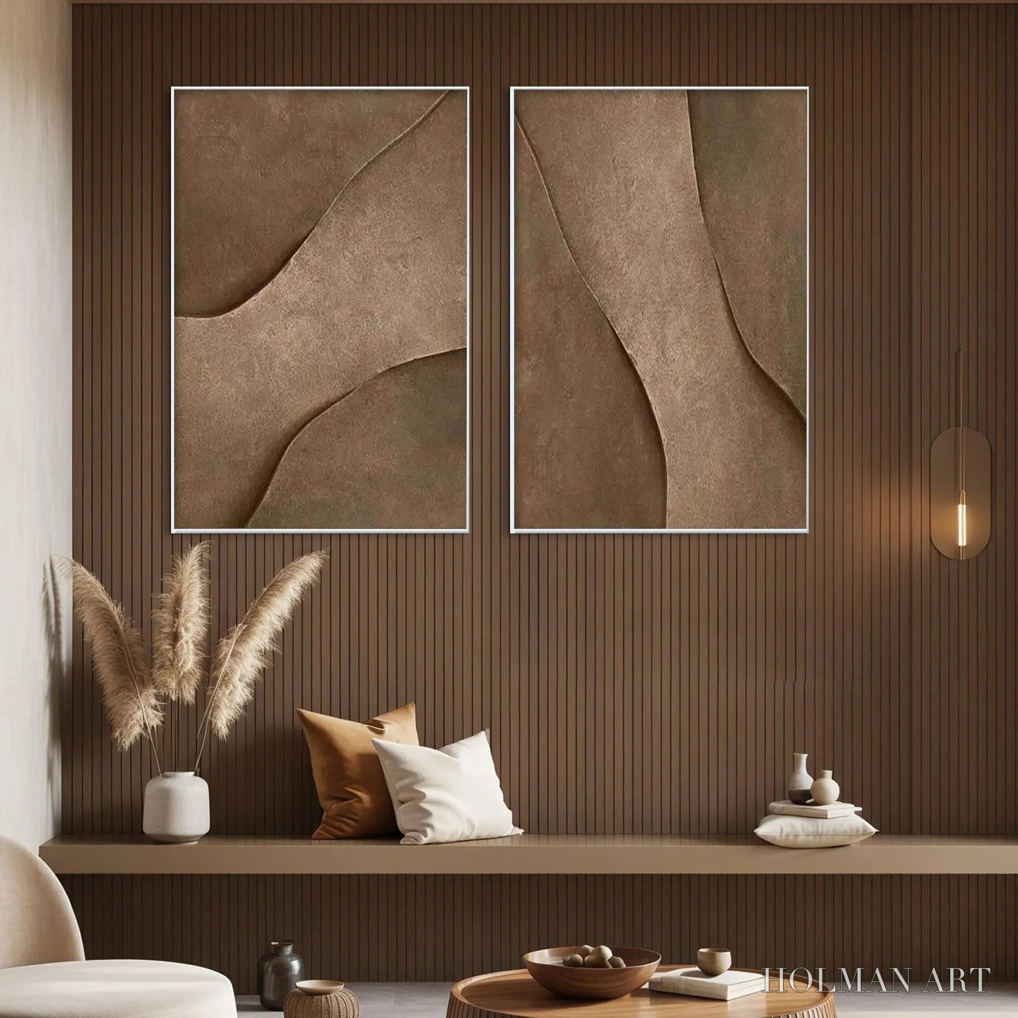 HOLMAN ART Brown Texture Duo – Set of 2 Textured Abstract Paintings in Brown - image 4