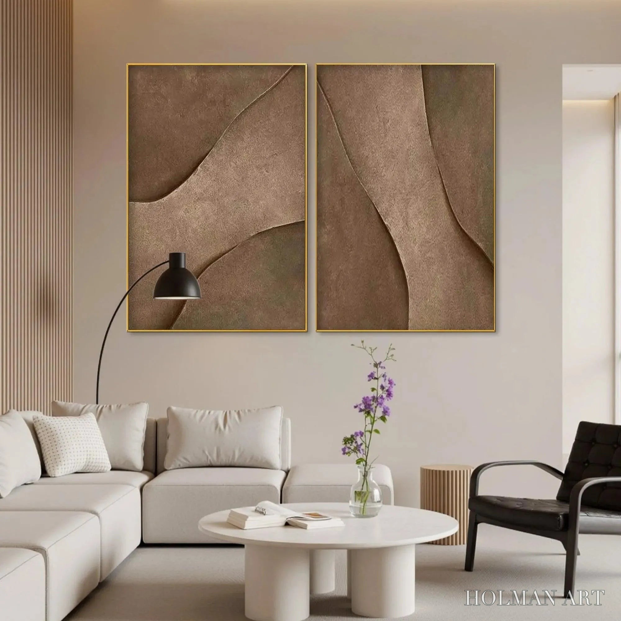 HOLMAN ART Brown Texture Duo – Set of 2 Textured Abstract Paintings in Brown - image 5