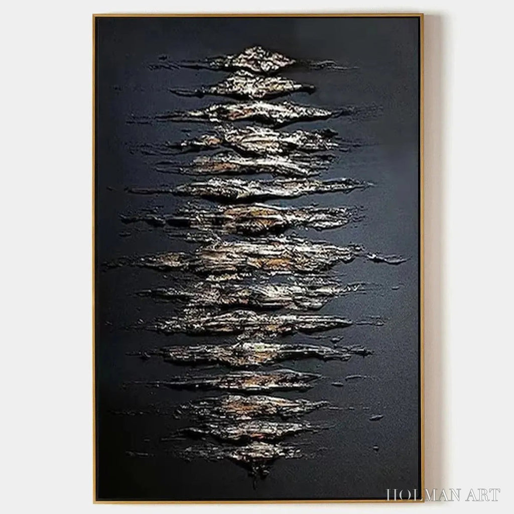 HOLMAN ART Black and Gold Texture – Textured Abstract Painting - image 1
