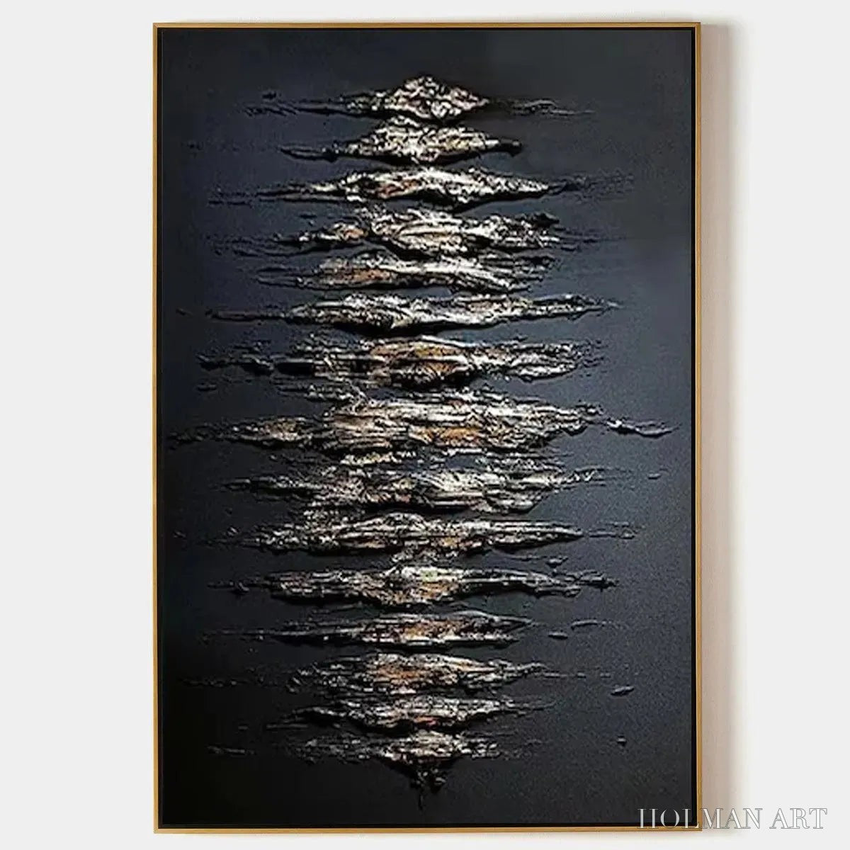 HOLMAN ART Black and Gold Texture – Textured Abstract Painting - image 1