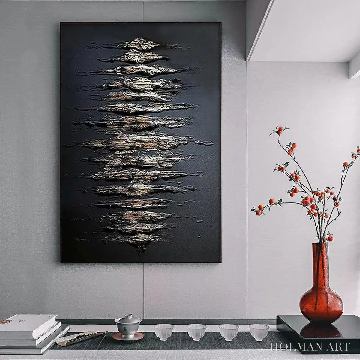 HOLMAN ART Black and Gold Texture – Textured Abstract Painting - image 2