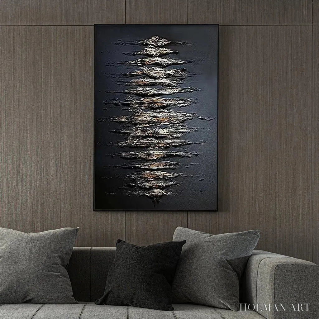 HOLMAN ART Black and Gold Texture – Textured Abstract Painting - image 4