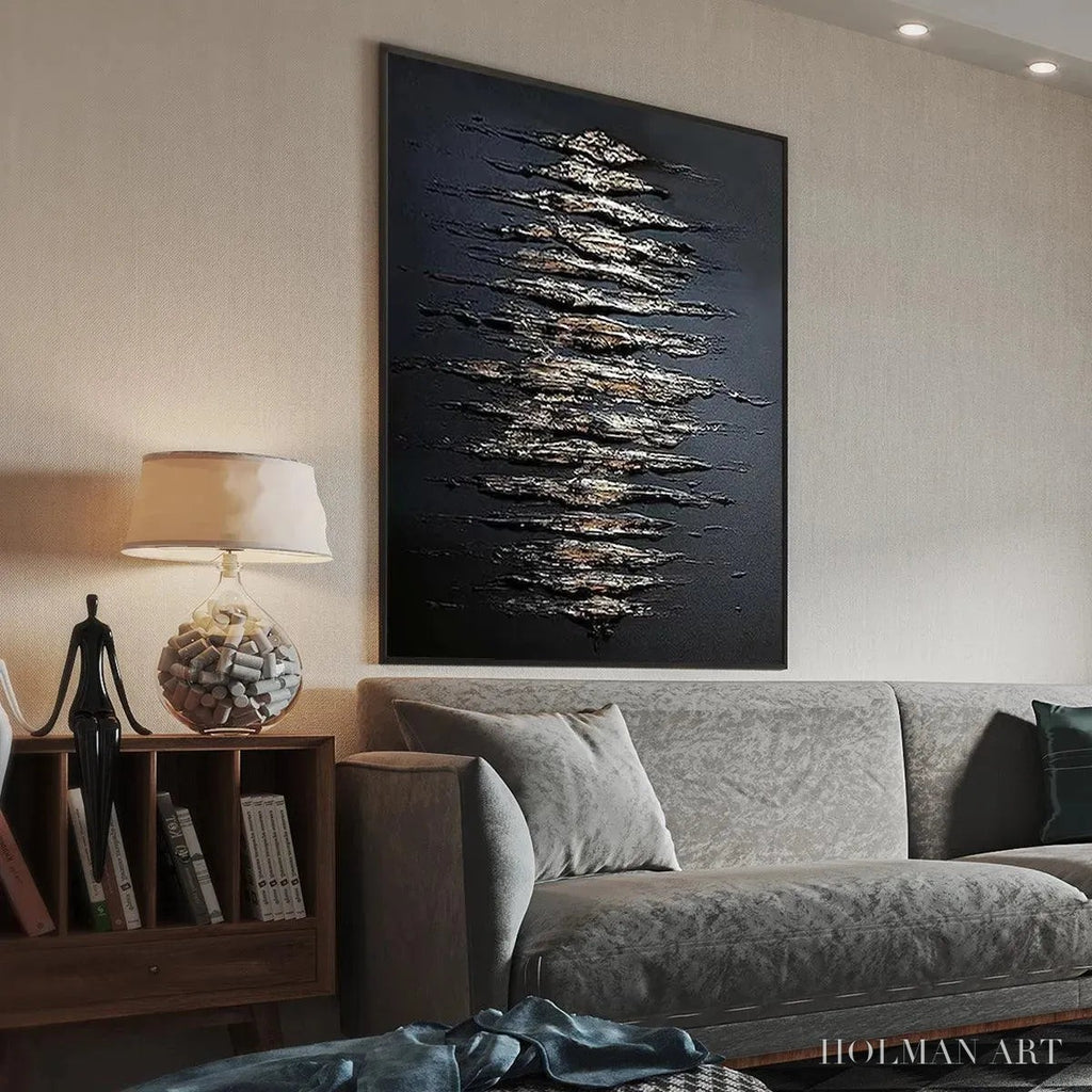 HOLMAN ART Black and Gold Texture – Textured Abstract Painting - image 5