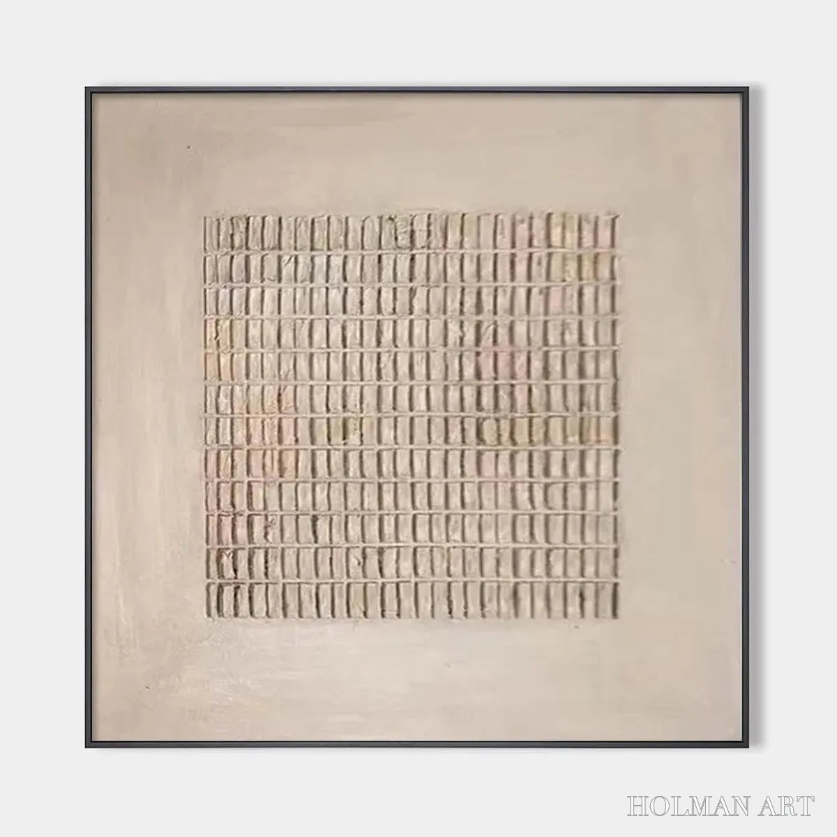 HOLMAN ART Beige Grid – Minimalist Textured Painting in Beige - image 1